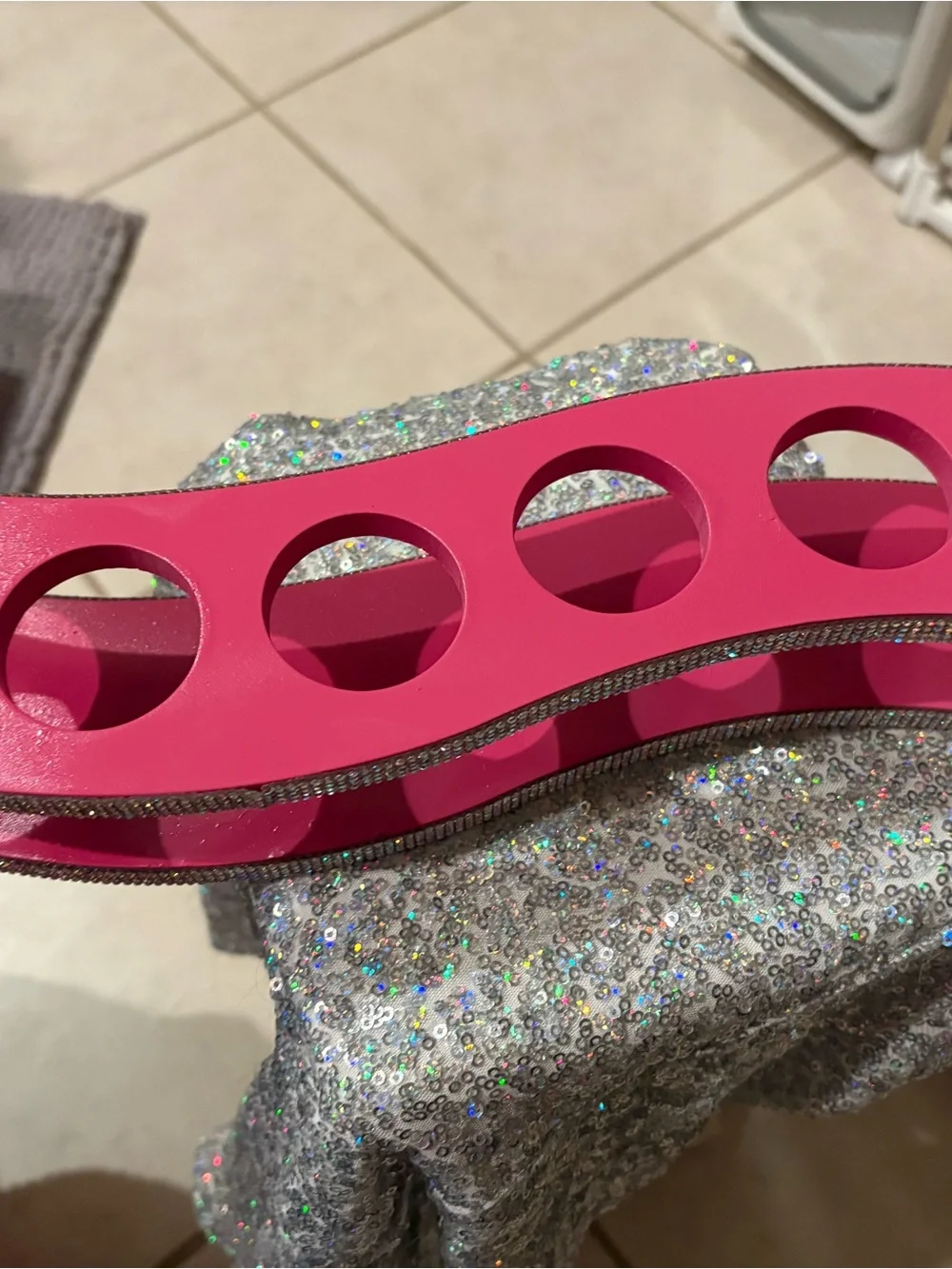 Hot Pink “Barbie Themed” make up organizer with Rhinestone accents!